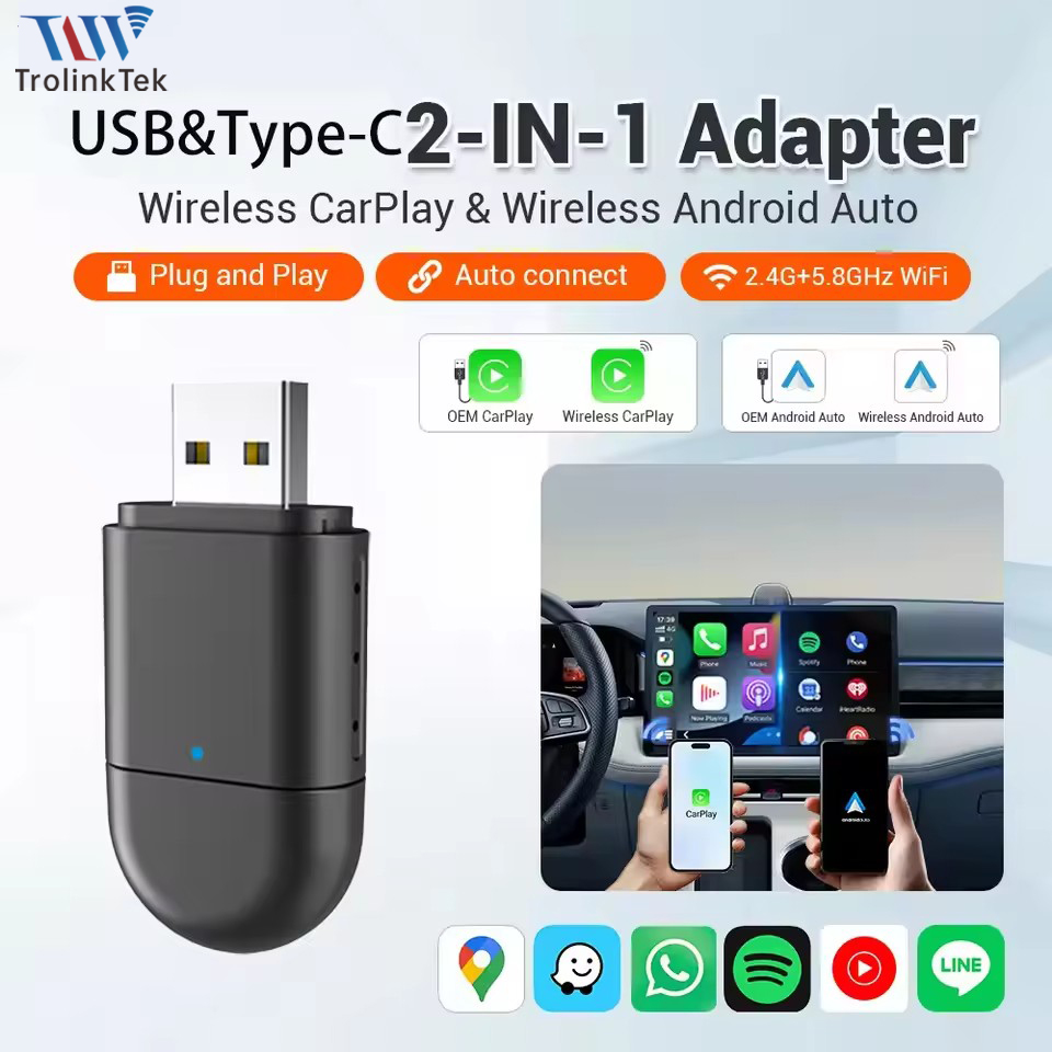 Controller Adapter Usb - Mini USB&Type-C dual interface wired Carplay