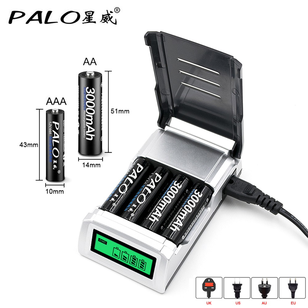 Rechargeable Battery Aa - PALO 4 Slots Smart LCD Display