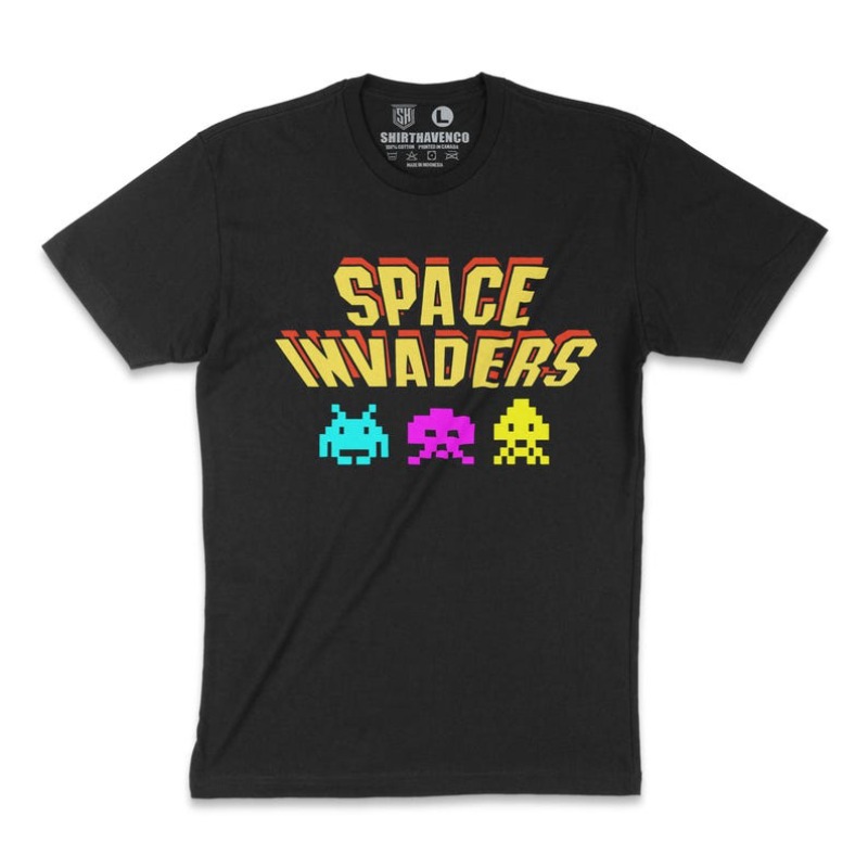 Retro Gaming Space - 00012759#A-Space Invaders Tshirt | Classic Arcade