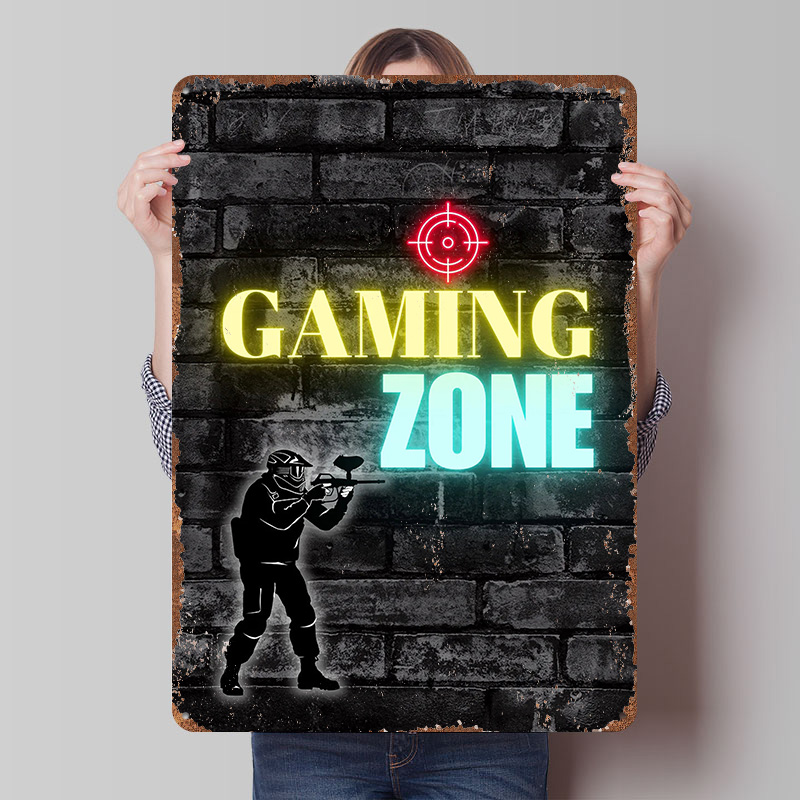 Retro Gaming Zone - Gaming Zone Neon Metal Poster Customized