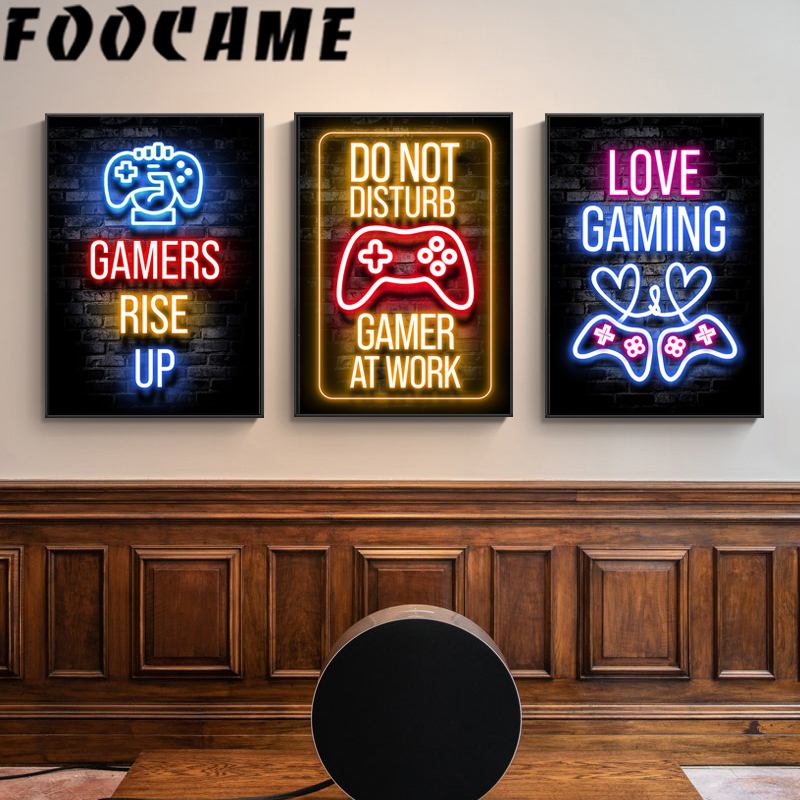 Neon Gamepad Game Zone Poster  - Retro Gaming Zone 评论和价格