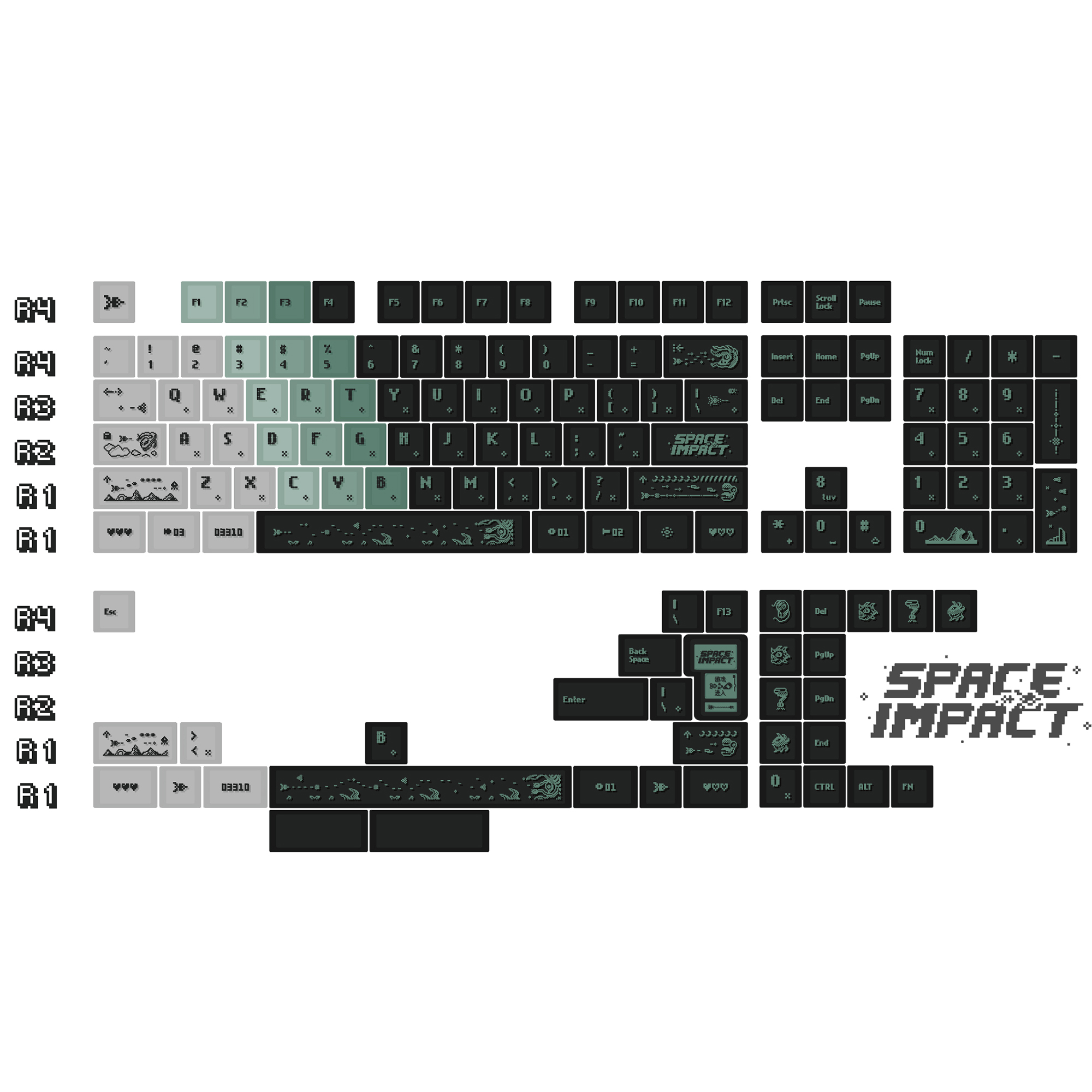 KBDiy Space Impact Keycaps Ret - Retro Gaming Space 评论和价格