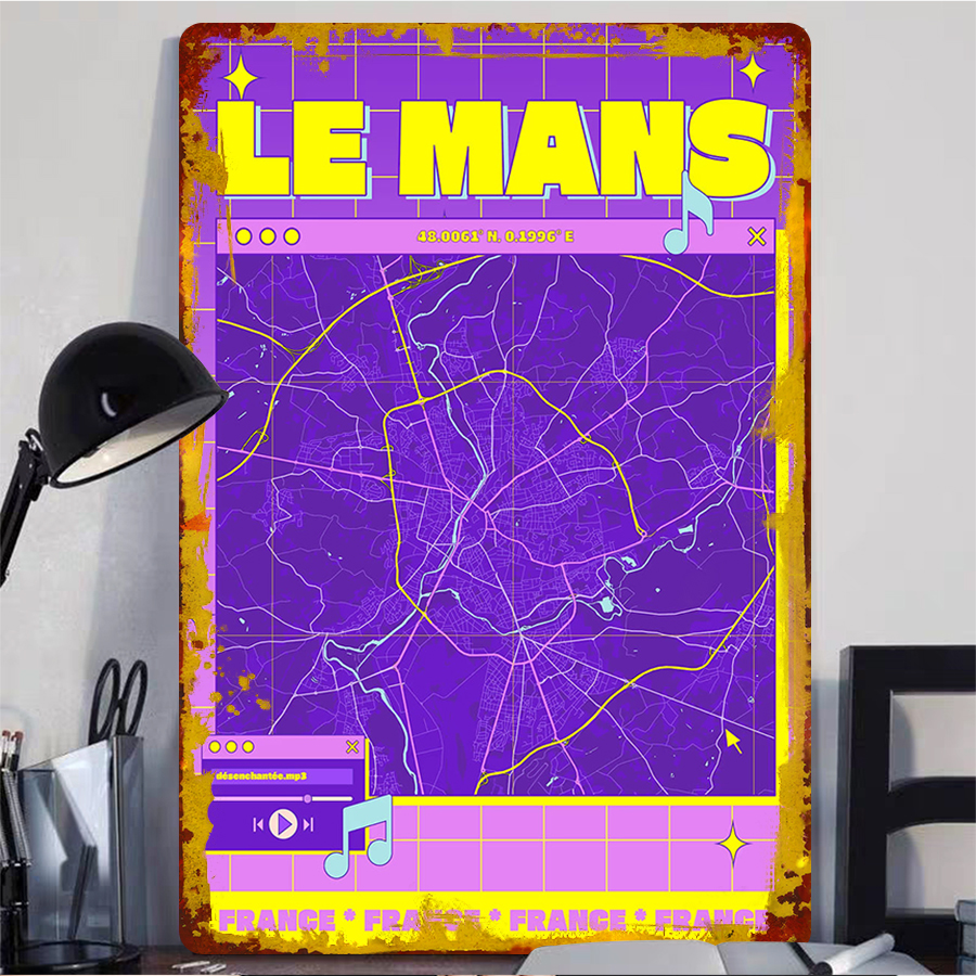 Le Mans France Vintage Map Met - Retro Gaming France 评论和价格