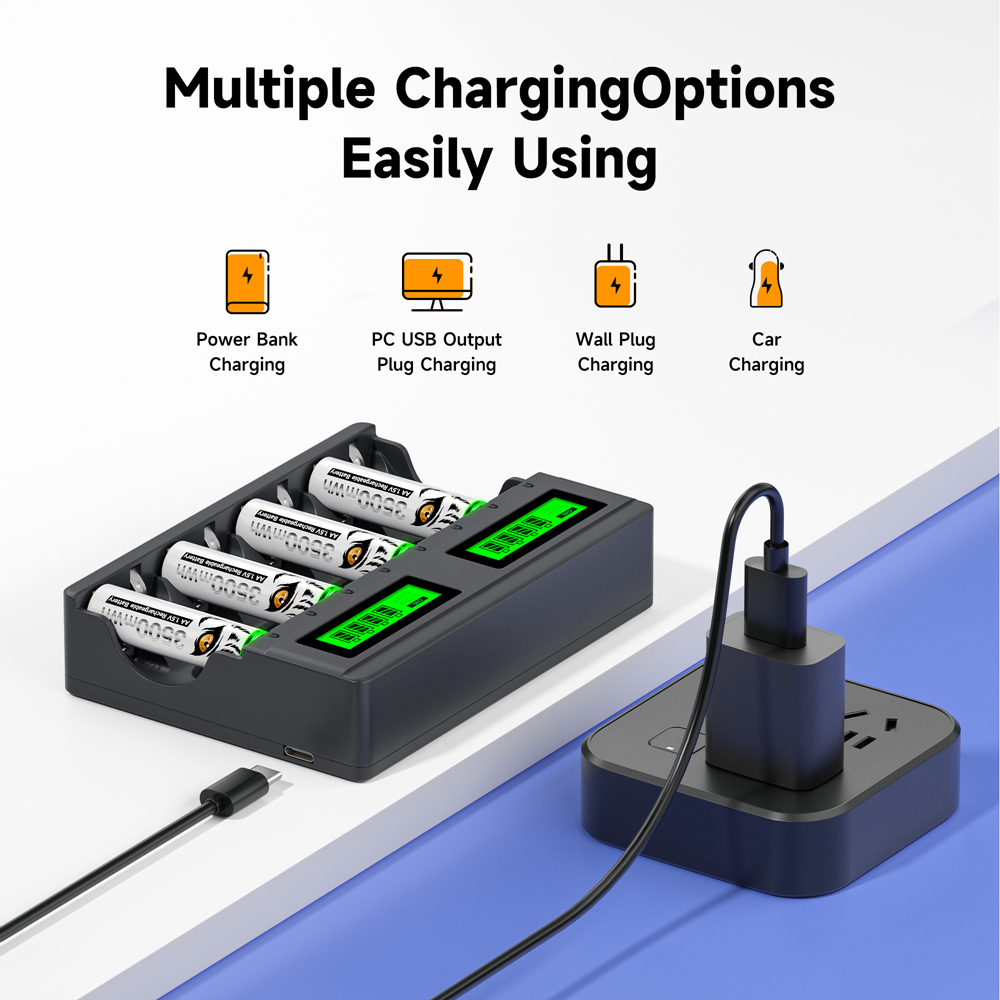 PALO 4-8 Slots 1.5V AA AAA Cha - Rechargeable Battery Aa 评论和价格