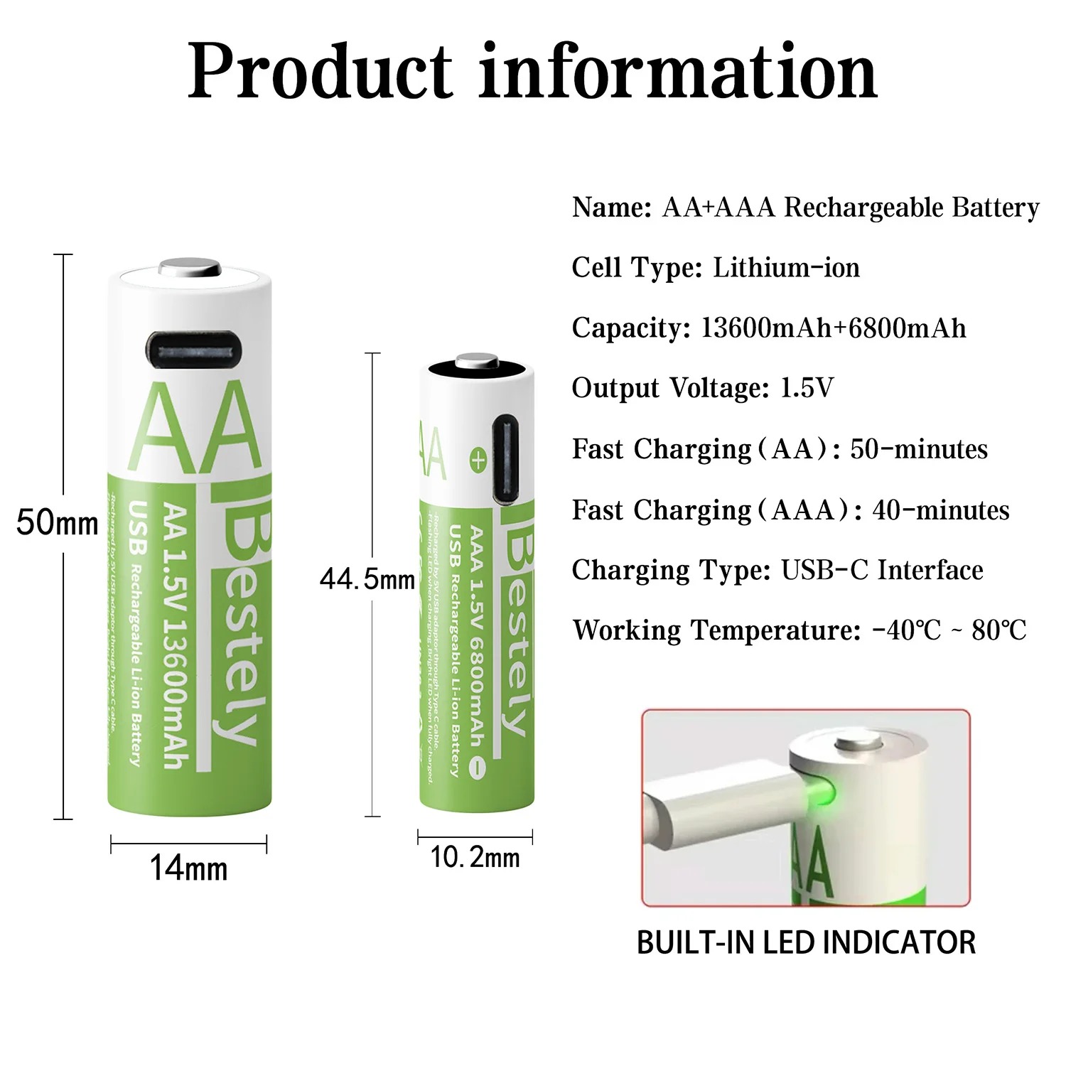 1.5V AA 13600mAh + AAA 6800mAh - Rechargeable Battery Aa 评论和价格