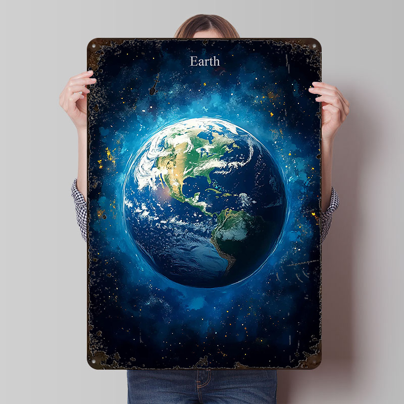 Earth in Space Tin Poster Cust - Retro Gaming Space 评论和价格