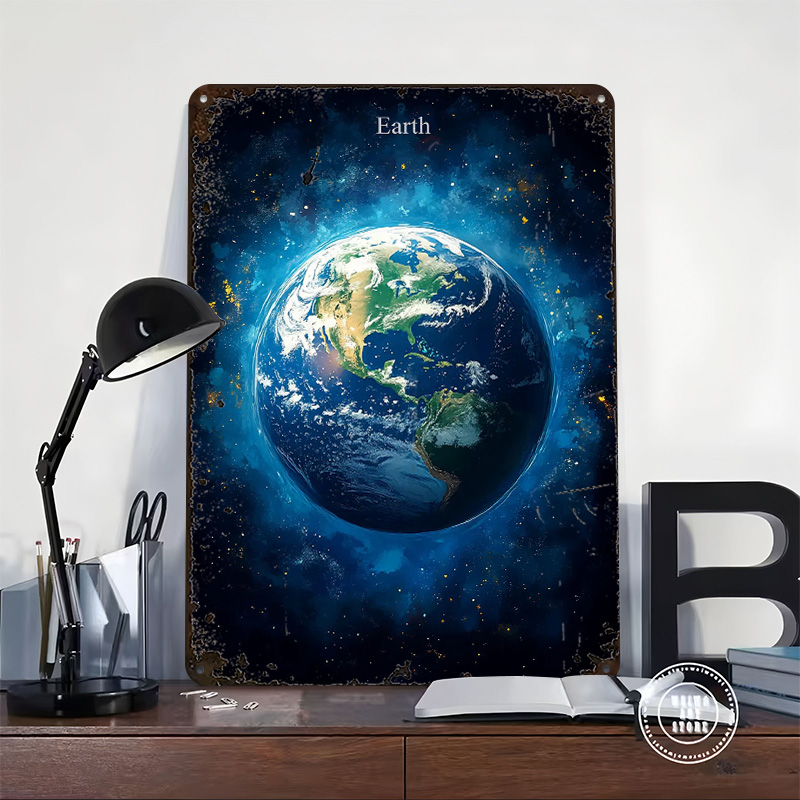 Earth in Space Tin Poster Cust - Retro Gaming Space 评论和价格
