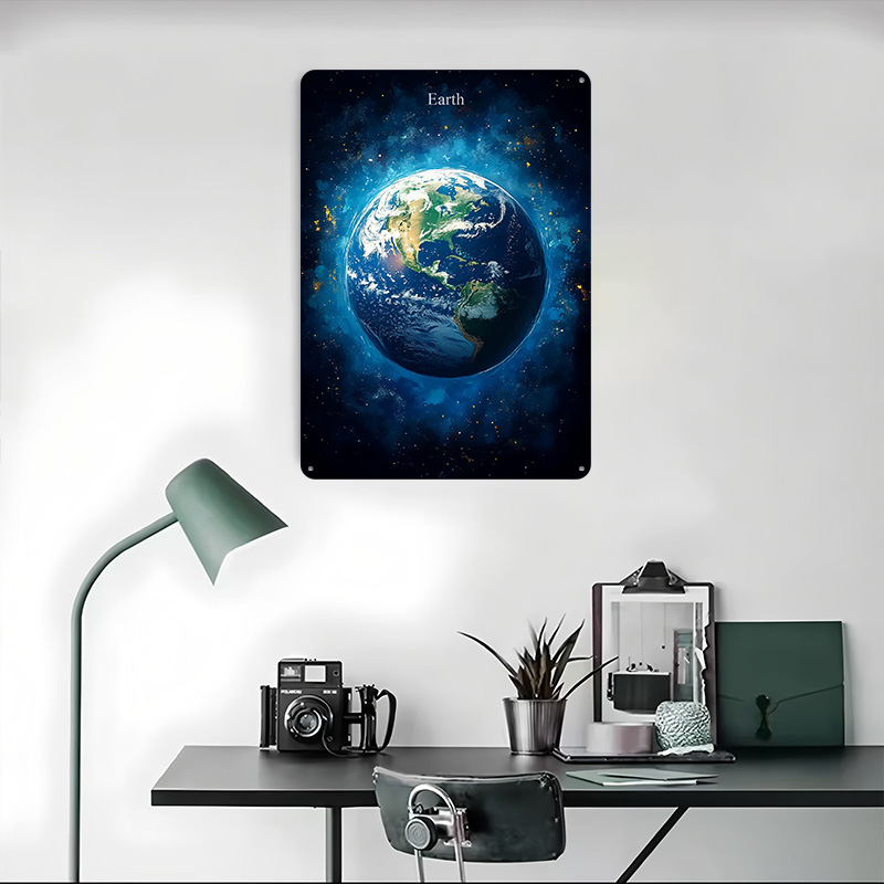 Earth in Space Tin Poster Cust - Retro Gaming Space 评论和价格