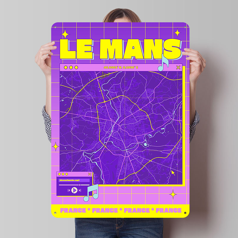 Le Mans France Map Retro Print - Retro Gaming France 评论和价格