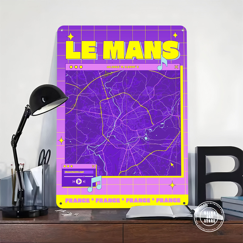 Le Mans France Map Retro Print - Retro Gaming France 评论和价格