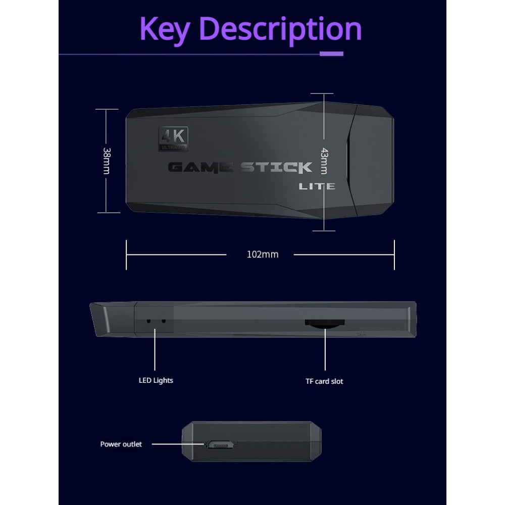 Portable 4K Retro Game Stick C - Retro Gaming Arcade Console 评论和价格