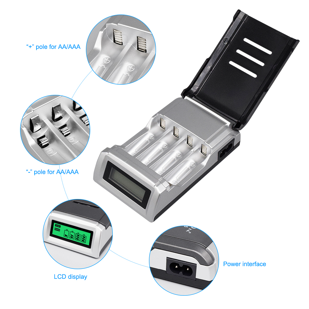 PALO 4 Slots Smart LCD Display - Rechargeable Battery Aa 评论和价格