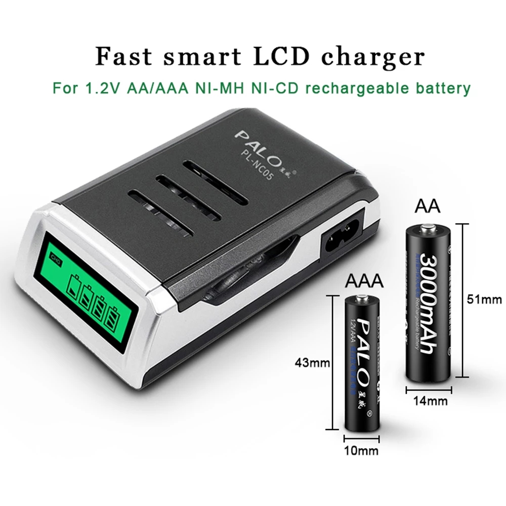 PALO 4 Slots Smart LCD Display - Rechargeable Battery Aa 评论和价格