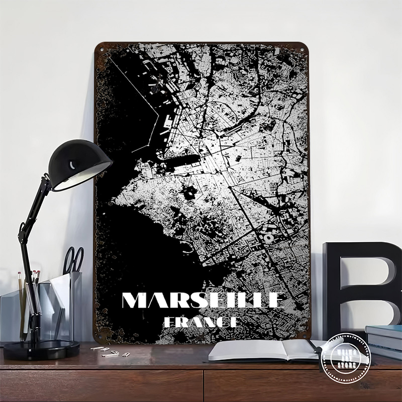 Marseille France Map Art Print - Retro Gaming France 评论和价格