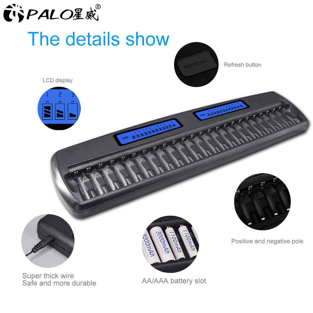 PALO 24/36/48 Slots 1.2V LCD D - Rechargeable Battery Aa 评论和价格