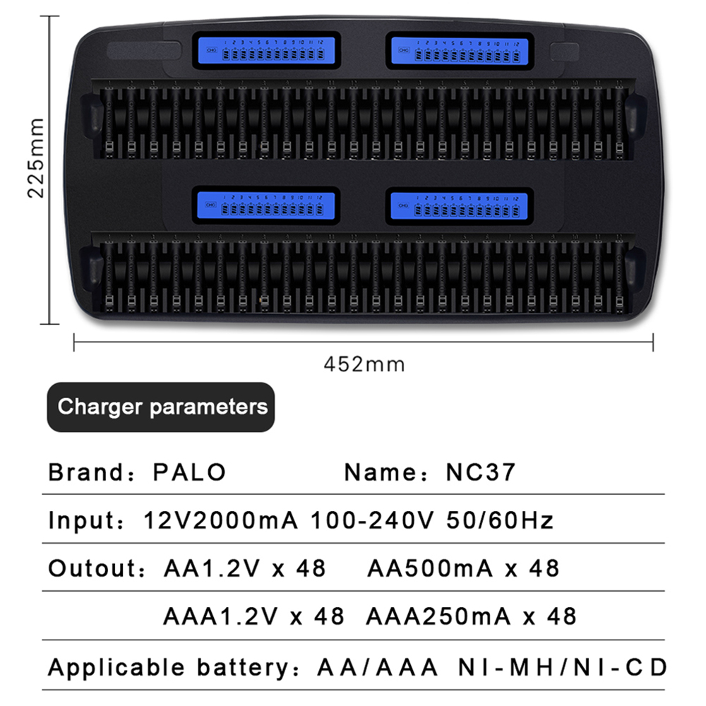 PALO 24/36/48 Slots 1.2V LCD D - Rechargeable Battery Aa 评论和价格